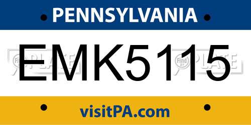 EMK5115 Pennsylvania License Plate