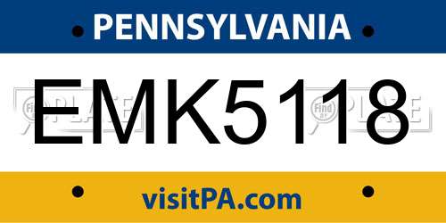 EMK5118 Pennsylvania License Plate
