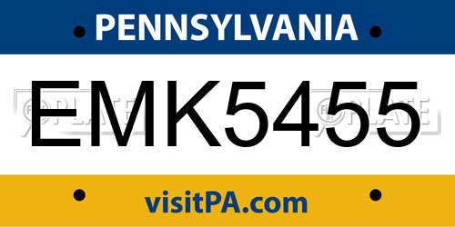 EMK5455 Pennsylvania License Plate