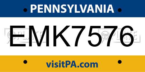 EMK7576 Pennsylvania License Plate
