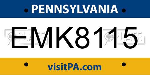 EMK8115 Pennsylvania License Plate