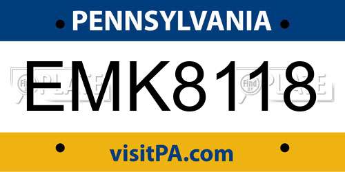 EMK8118 Pennsylvania License Plate