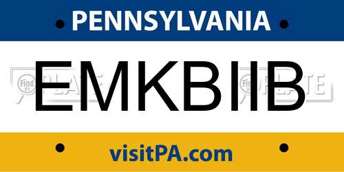 EMKBIIB Pennsylvania License Plate