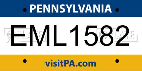 EML1582 Pennsylvania License Plate