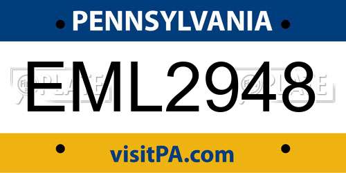 EML2948 Pennsylvania License Plate
