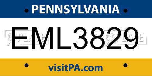 EML3829 Pennsylvania License Plate