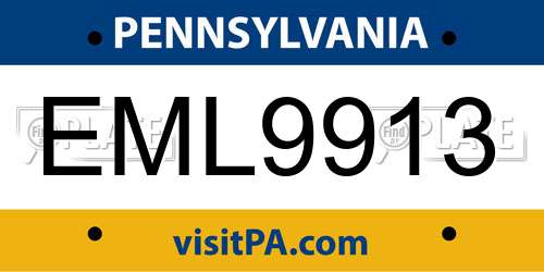 EML9913 Pennsylvania License Plate