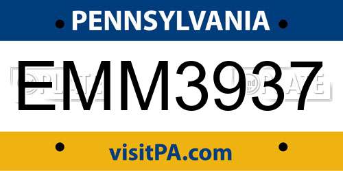 EMM3937 Pennsylvania License Plate