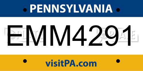 EMM4291 Pennsylvania License Plate
