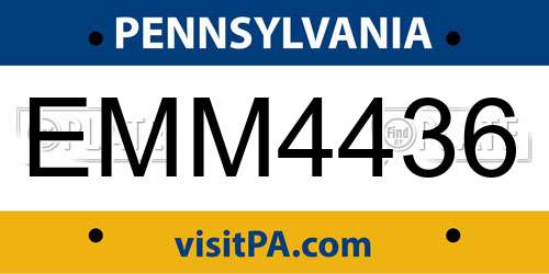EMM4436 Pennsylvania License Plate