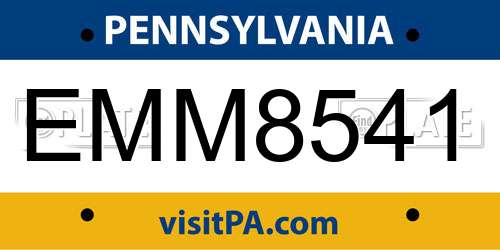 EMM8541 Pennsylvania License Plate