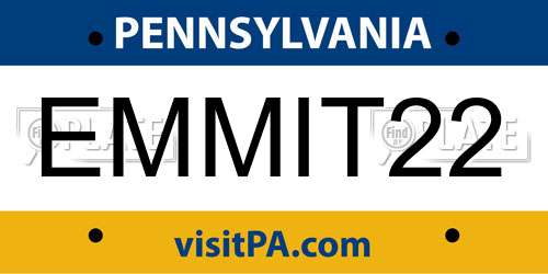 EMMIT22 Pennsylvania License Plate