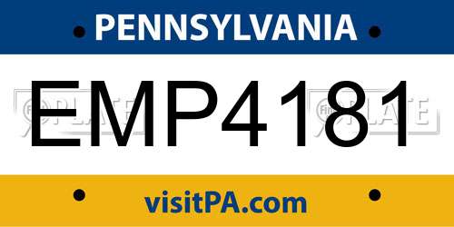 EMP4181 Pennsylvania License Plate