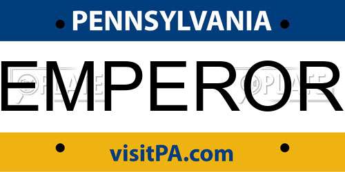 EMPEROR Pennsylvania License Plate