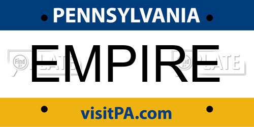 EMPIRE Pennsylvania License Plate