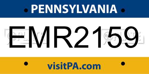 EMR2159 Pennsylvania License Plate