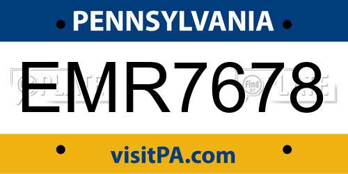EMR7678 Pennsylvania License Plate