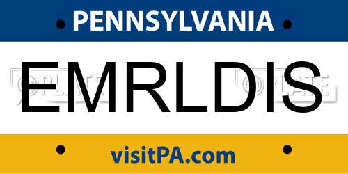 EMRLDIS Pennsylvania License Plate