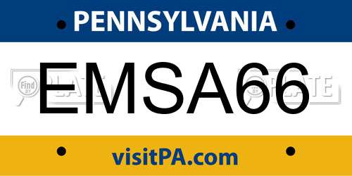 EMSA66 Pennsylvania License Plate