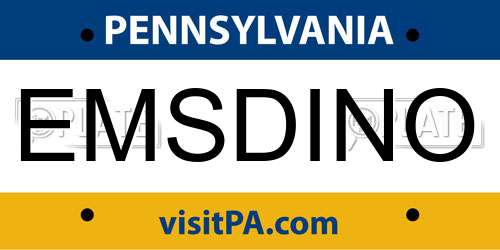 EMSDINO Pennsylvania License Plate