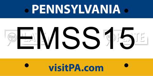 EMSS15 Pennsylvania License Plate