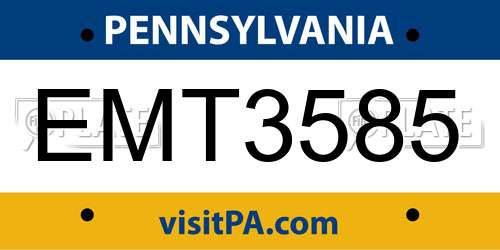 EMT3585 Pennsylvania License Plate