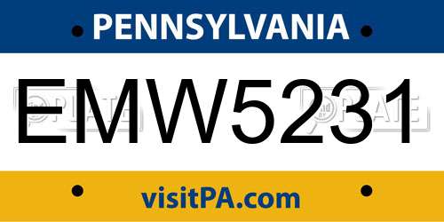 EMW5231 Pennsylvania License Plate