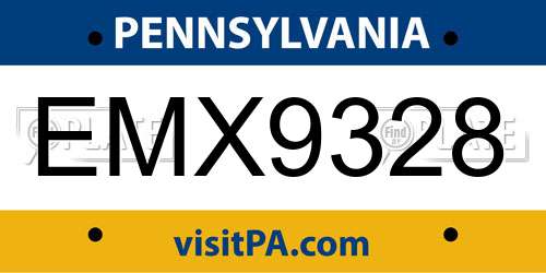 EMX9328 Pennsylvania License Plate