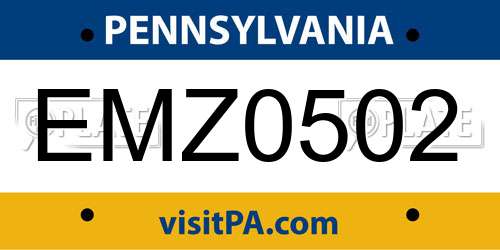 EMZ0502 Pennsylvania License Plate