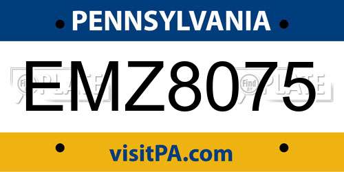 EMZ8075 Pennsylvania License Plate