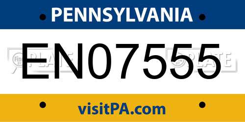 EN07555 Pennsylvania License Plate