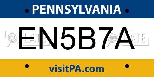 EN5B7A Pennsylvania License Plate
