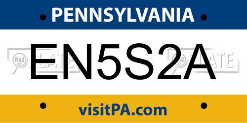EN5S2A Pennsylvania License Plate