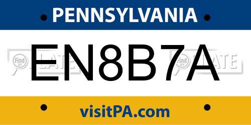 EN8B7A Pennsylvania License Plate