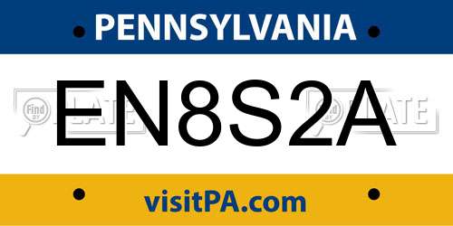 EN8S2A Pennsylvania License Plate
