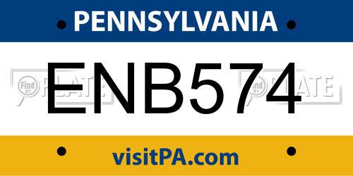 ENB574 Pennsylvania License Plate