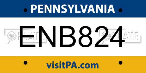 ENB824 Pennsylvania License Plate