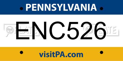 ENC526 Pennsylvania License Plate