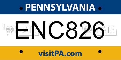 ENC826 Pennsylvania License Plate