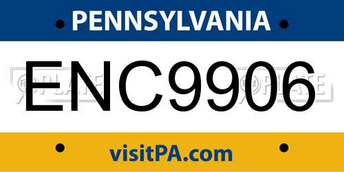 ENC9906 Pennsylvania License Plate