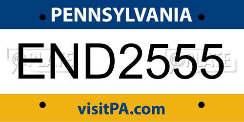 END2555 Pennsylvania License Plate