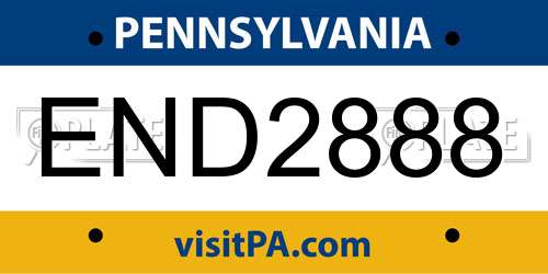 END2888 Pennsylvania License Plate