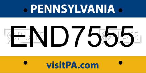 END7555 Pennsylvania License Plate