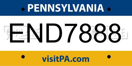 END7888 Pennsylvania License Plate