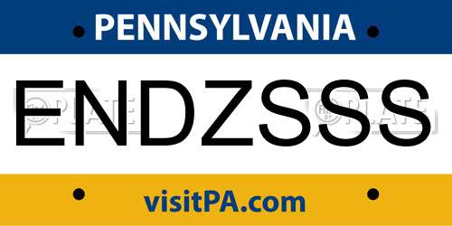 ENDZSSS Pennsylvania License Plate