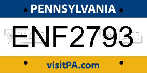 ENF2793 Pennsylvania License Plate