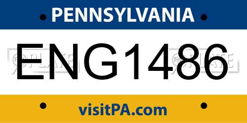 ENG1486 Pennsylvania License Plate