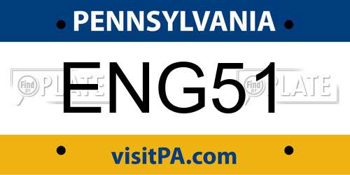 ENG51 Pennsylvania License Plate