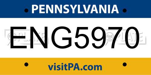 ENG5970 Pennsylvania License Plate