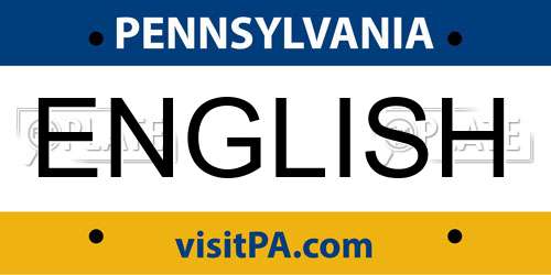 ENGLISH Pennsylvania License Plate